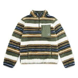 NWT Youth Hurley 1/4 Zip Sherpa Jacket Pullover Size XL (14/16) Green White
